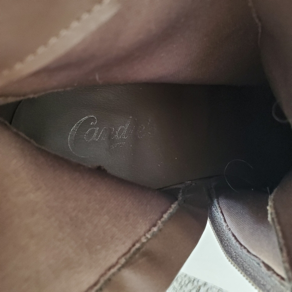 CANDIE'S Sz 9.5 Faux Olive Green Suede Side Zip Laces Bootie 3.5" Block Heel EUC - Picture 6 of 14